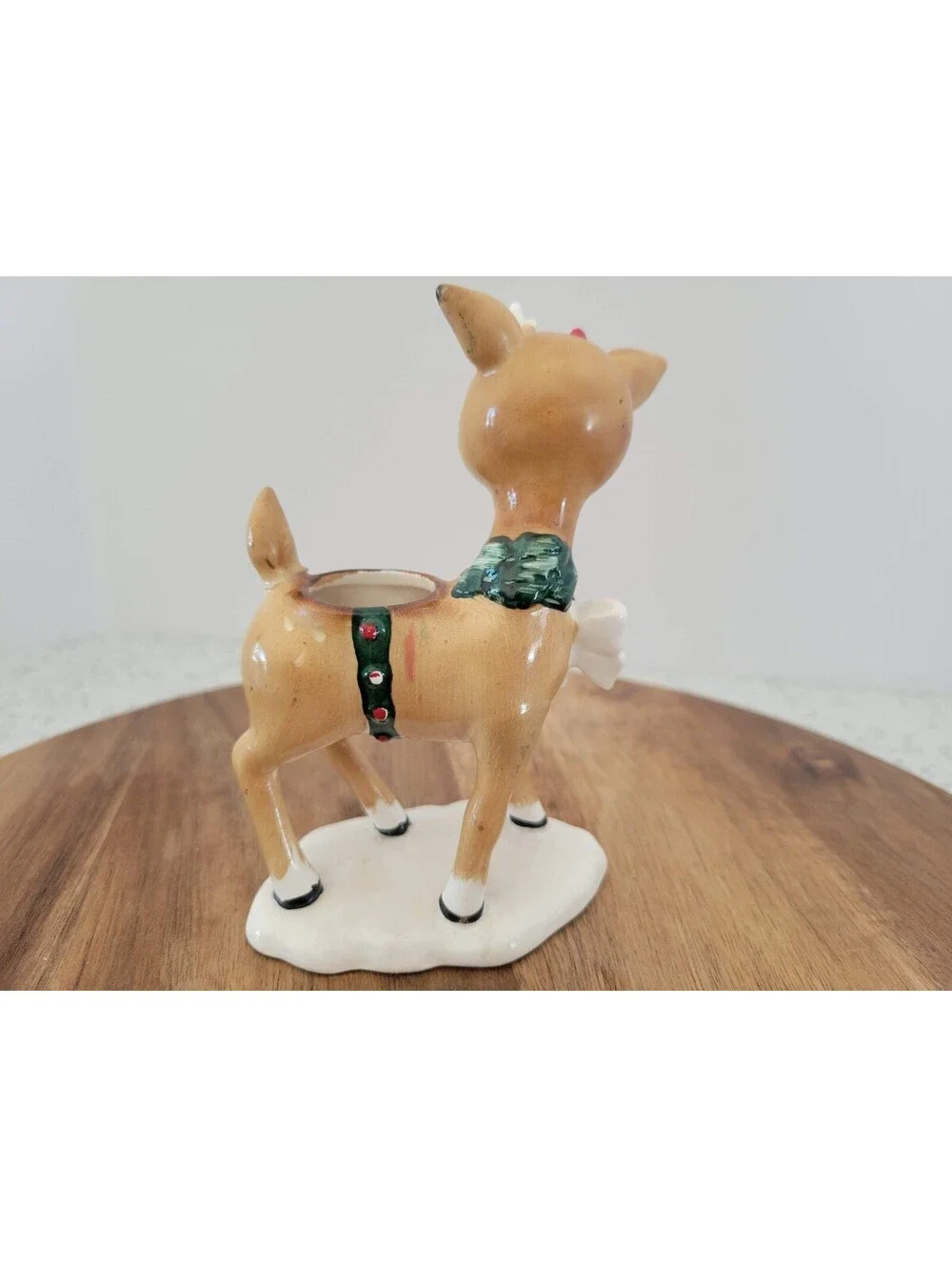 Vintage Lefton Christmas Reindeer Candleholders Set of 2 Japan 1269 Whimsical